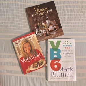 Assorted health books for vegan diet